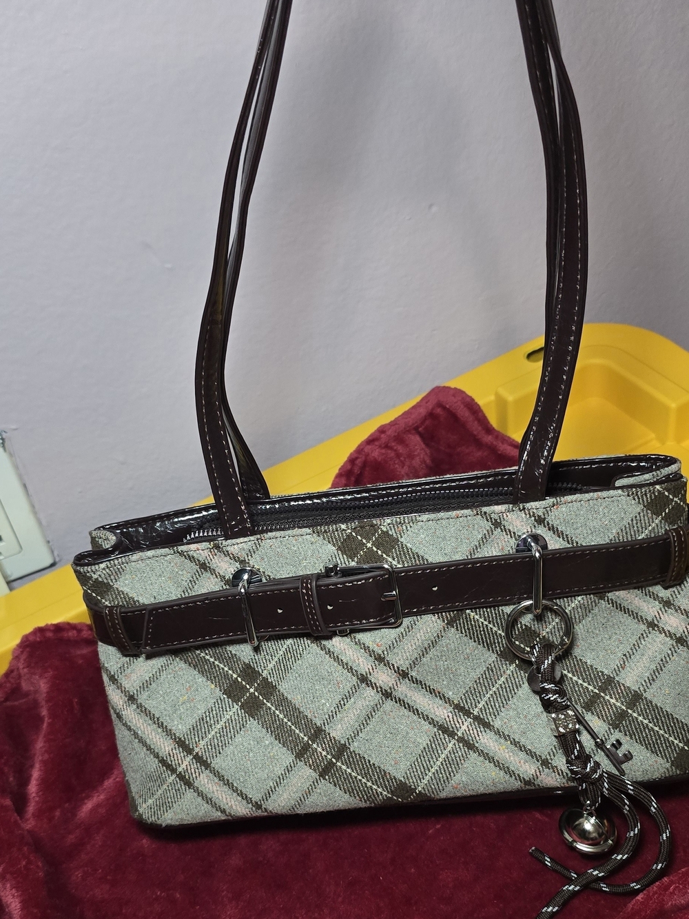 Plaid Brown Strap Women's Shoulder Bag
